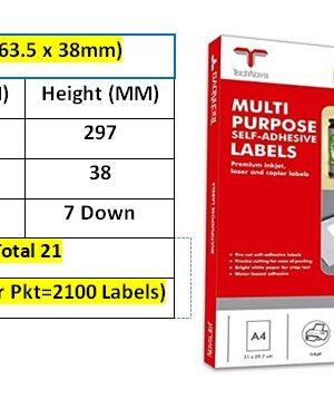 Self Adhesive Labels_Sheet Format_Technova_MPL-21L (63.5x38mm)